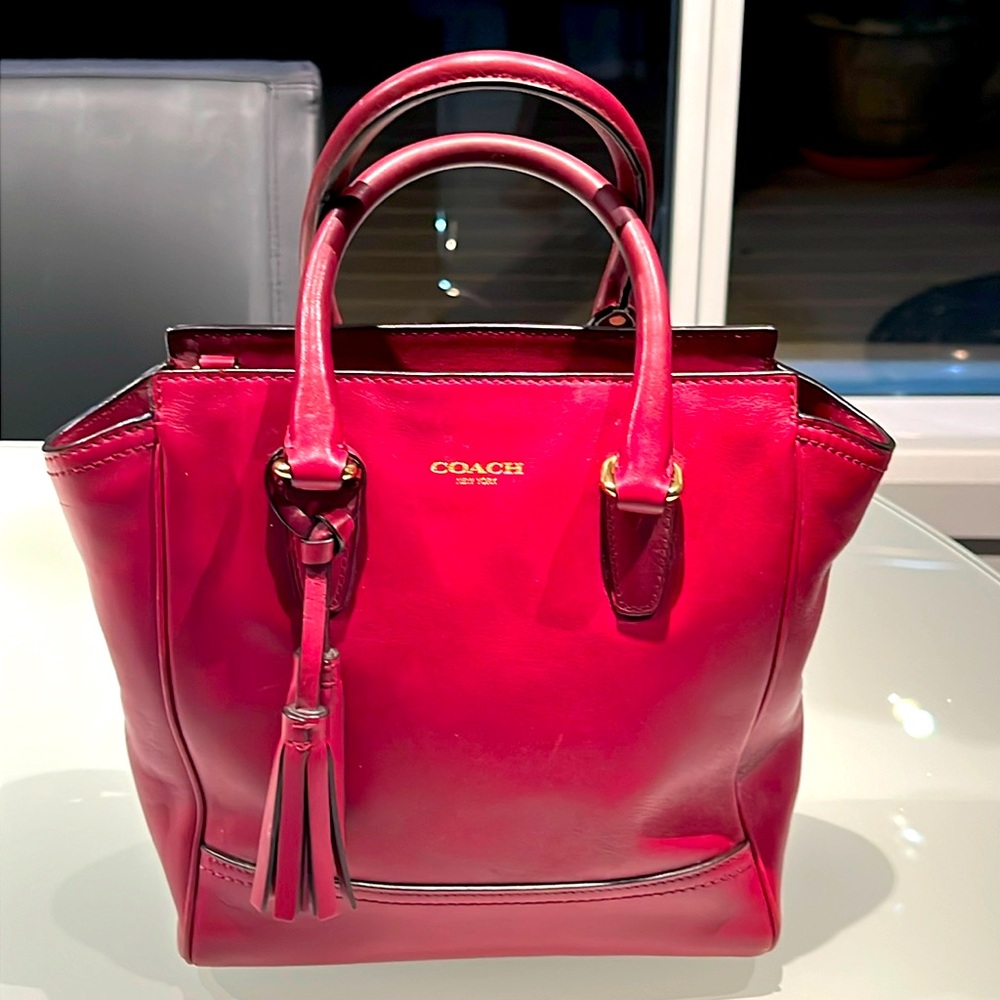 Dark Red Coach Leather Handbag